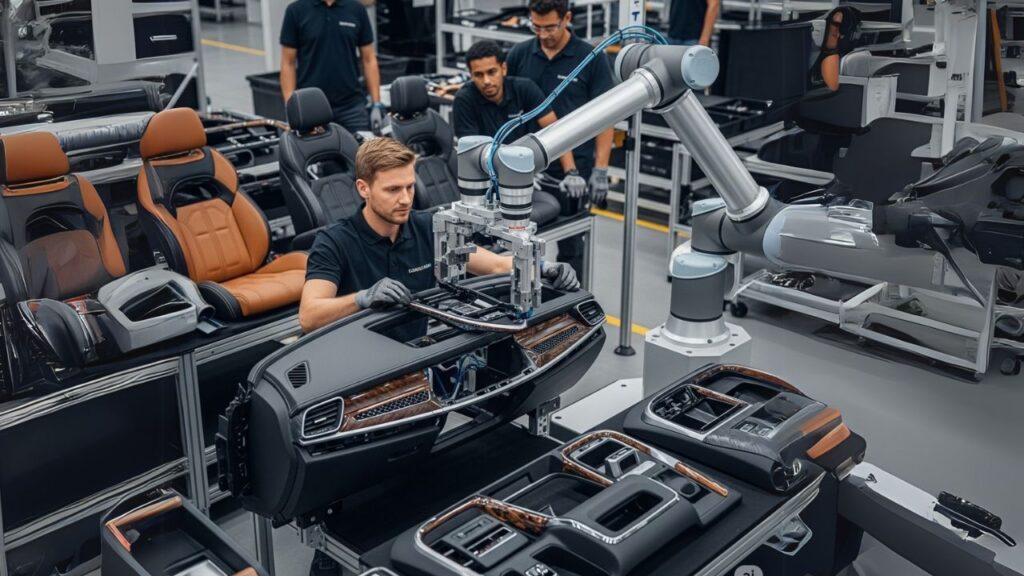 Top 7 Industries Using Collaborative Robots to Boost Efficiency 3 Human operator working with a collaborative robot in a factory