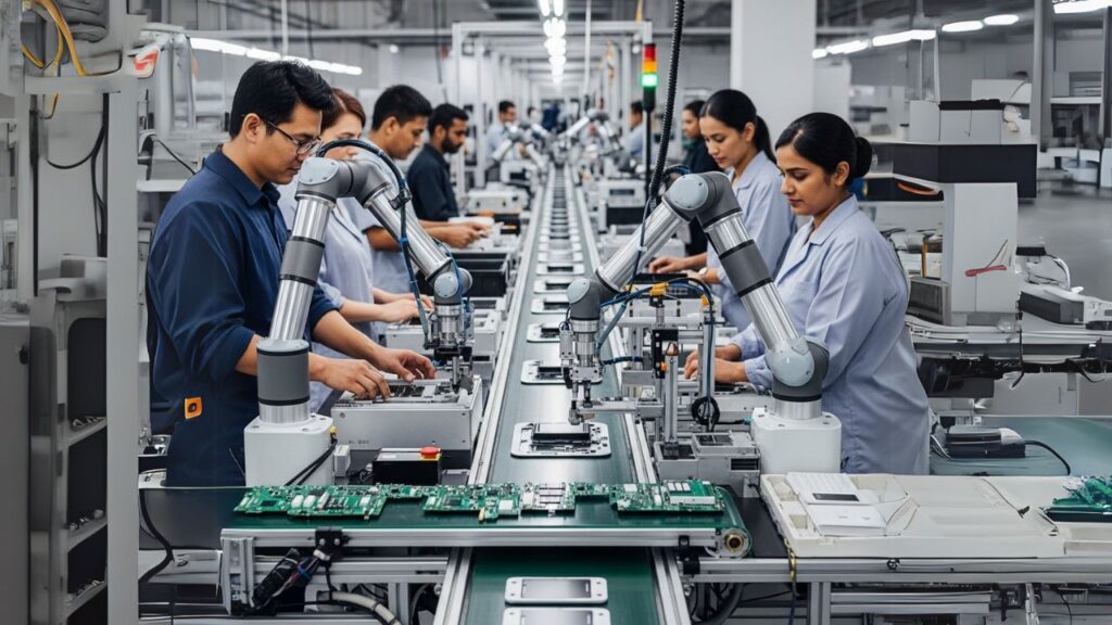 Top 7 Industries Using Collaborative Robots to Boost Efficiency 5 Human operator working with a collaborative robot in a factory