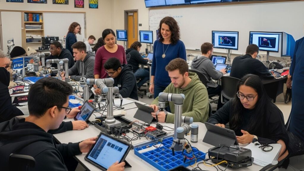 Top 7 Industries Using Collaborative Robots to Boost Efficiency 8 Electronics production line with cobots placing microchips